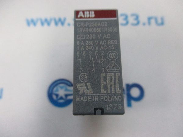 Реле промежуточное CR-P230AC2 8А 230В 2ПК CR-P без индикации без розетки